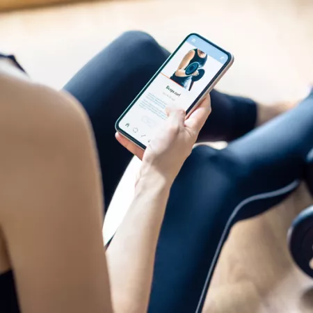 phone screen with exercise app displayed