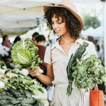 woman at a farmers market