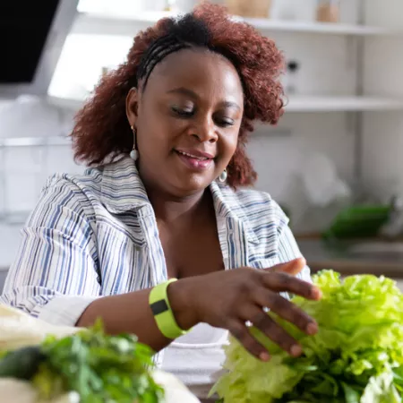 woman making a salad