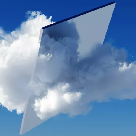 mirror in the clouds with a blue sky background
