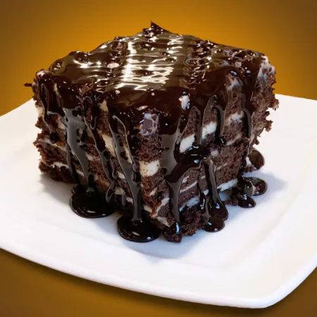 plate with Olive Garden's Chocolate brownie lasagna