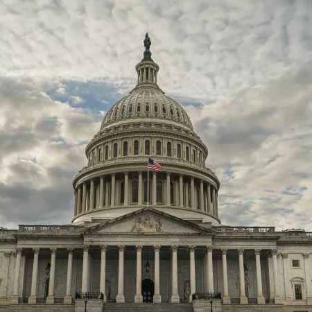 The U.S. Capitol Building on a cloudy day, no greenery