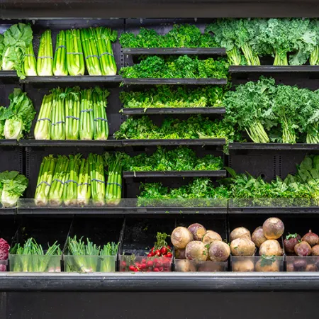 Fresh produce in a grocery store