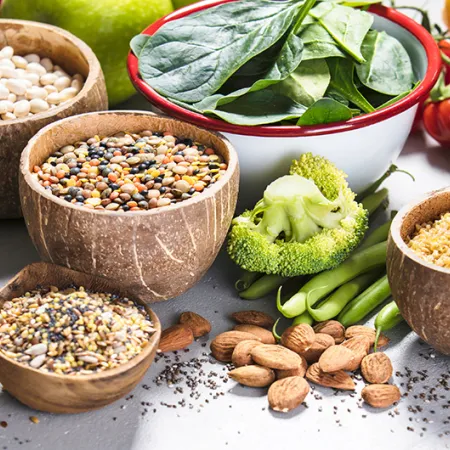 Assortment of healthy high-fiber foods
